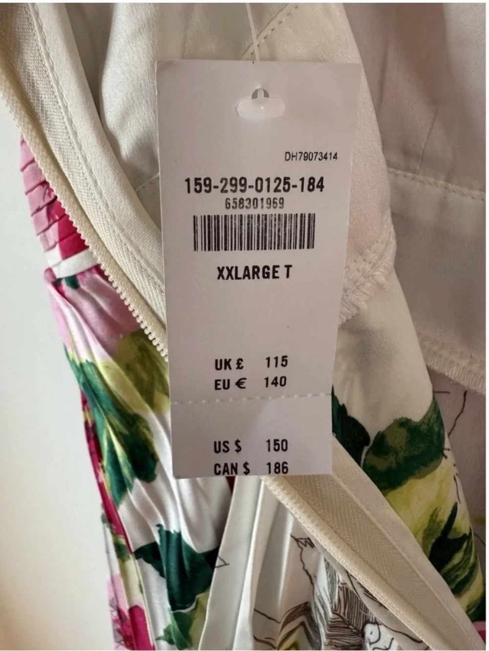 Abercrombie & Fitch White Floral Maxi Dress with Pink and Green Accents